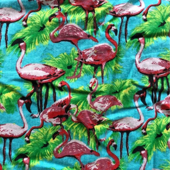 Huntington Beach Club Mens Hawaiian Shirt Large Short Sleeve Green Flamingo - Picture 8 of 11